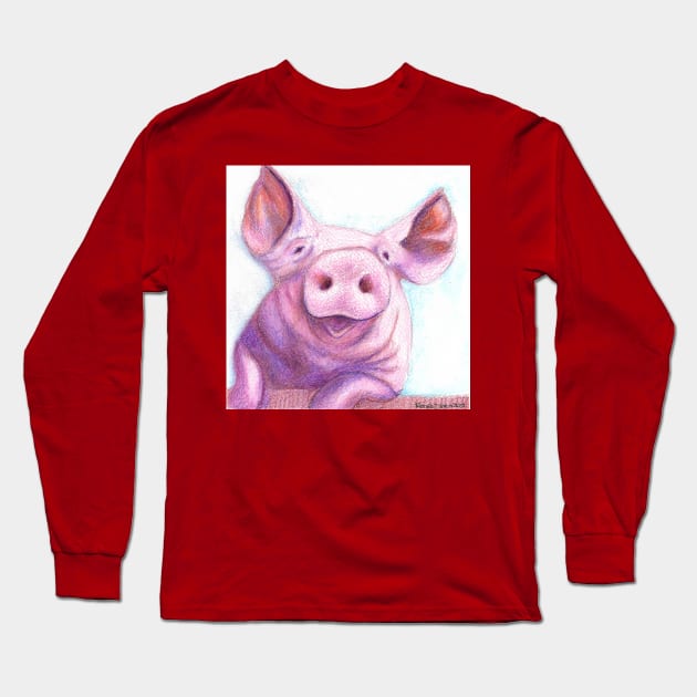 Farmland Pig Long Sleeve T-Shirt by ReneeDixonArt